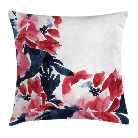 Other - 1282 Floral Throw Pillow Cushion Cover, Flowers in Watercolor Style Effect